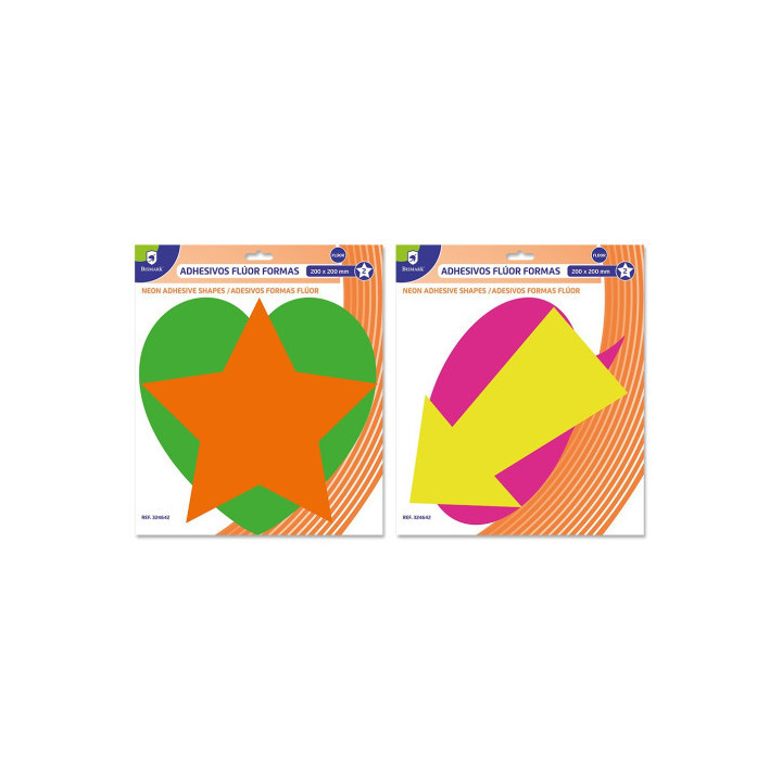Pack 2 colores adhesivos formas fluorescentes bismark 324642