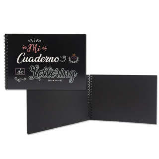 Cuaderno a5 lettering 32 hojas negras 180 grms bismark 328628