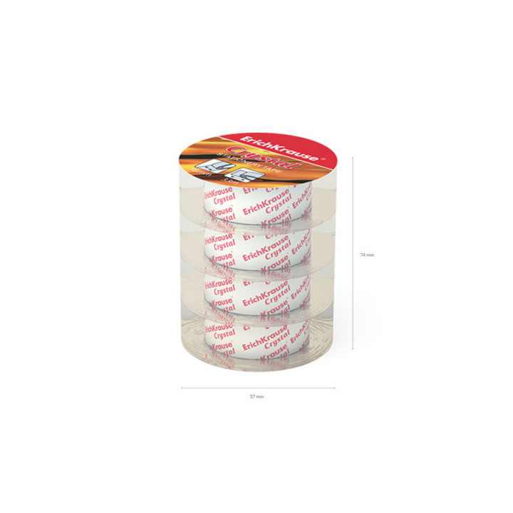 Pack 4 cintas adhesivas crystal, 18mmx33m erich krause 63576