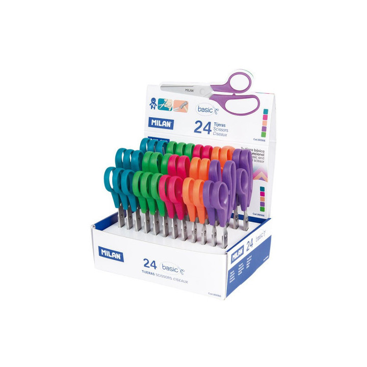 Caja expositora 24 tijeras basic milan 80066