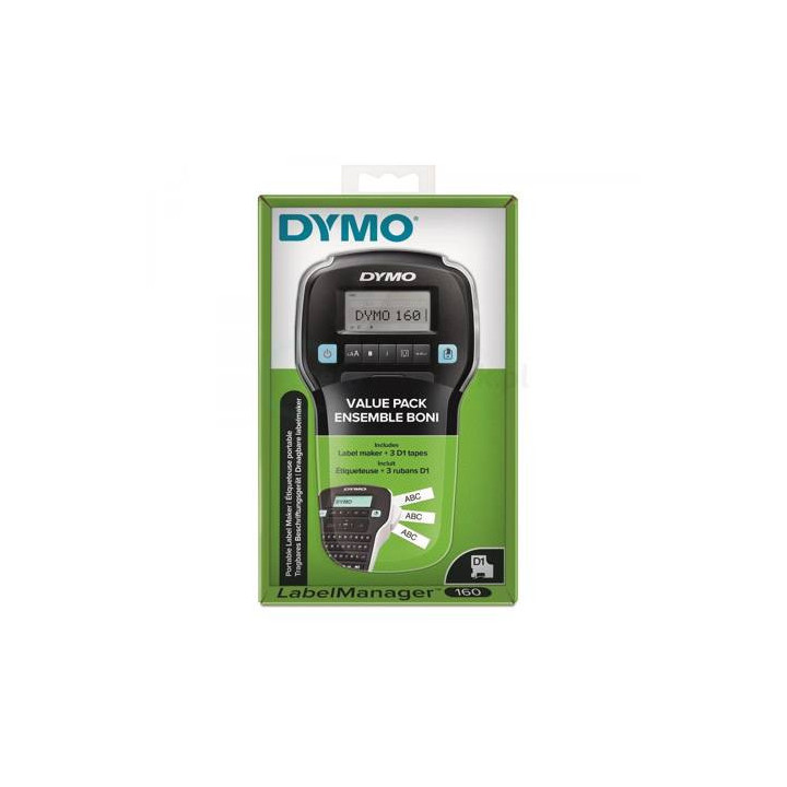 Rotuladora labermanager 160 + 3 cintas d1 12mm negro/blanco value pack dymo 2142267