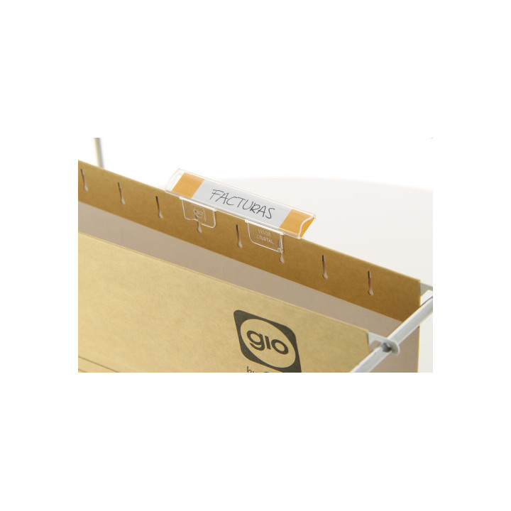 Pack 25 visores poliestireno cristal rigido para carpetas colgantes 85x15mm gio 400108844