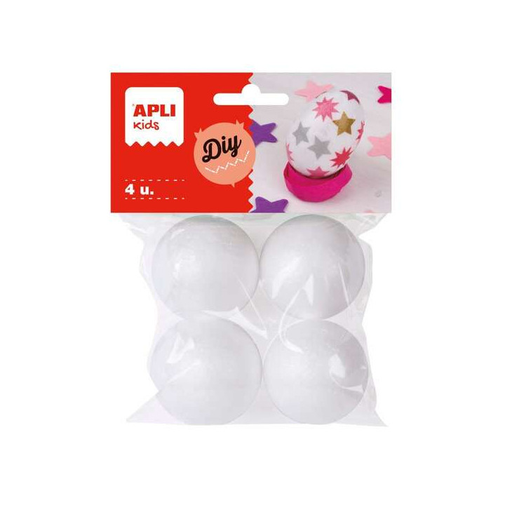 Apli Pack de 4 Bolas de Porexpan Ø 45 mm - Color Blanco