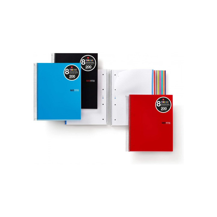 Cuaderno espiral nb-18 a5 200 hojas 5x5mm polipropileno negro miquelrius 47044