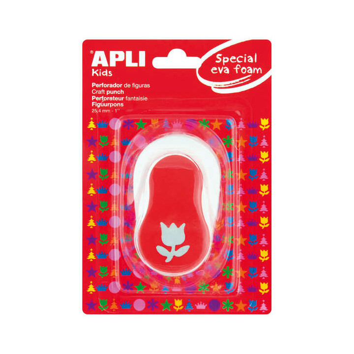 Apli Perforadora de Papel y Goma Eva en Forma de Tulipan - Tamaño de Figura 25.4mm - Perforadora de Alta Calidad para Papel
