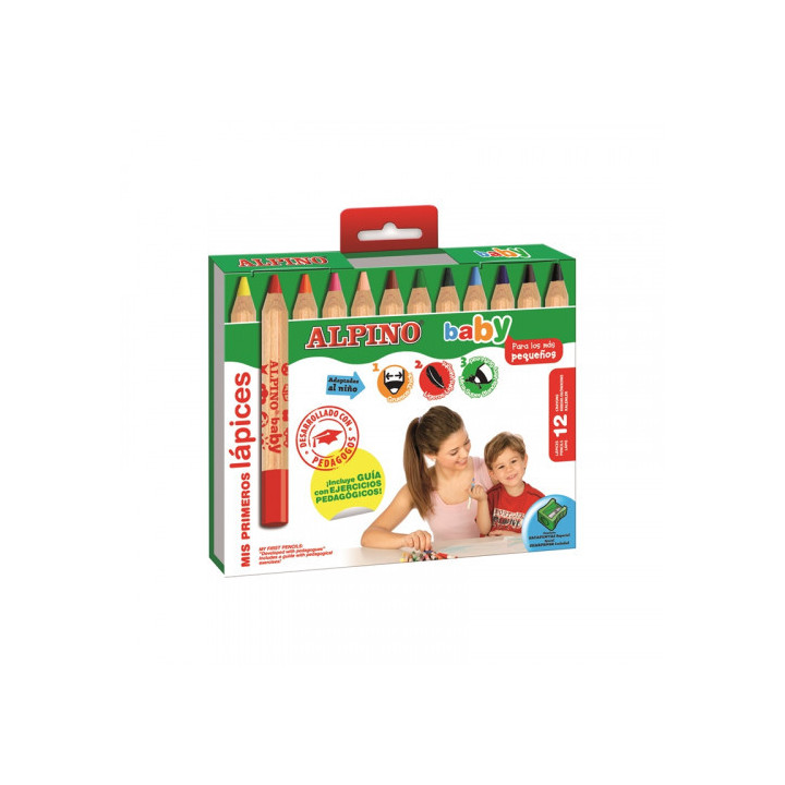 Estuche 12 lápices de colores para bebés alpino al000177