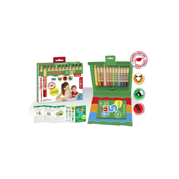Estuche 12 lápices de colores para bebés alpino al000177