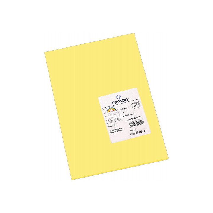 Pack 50 hojas cartulina iris a3 185g amarillo limon canson c200040182