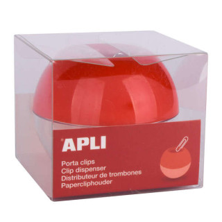 Apli Porta Clips Magnetico - Incluye 35 Clips Nº 1½ - Ahorra Espacio con Gran Capacidad (Ø 70x60 mm) - Facil Apertura para R