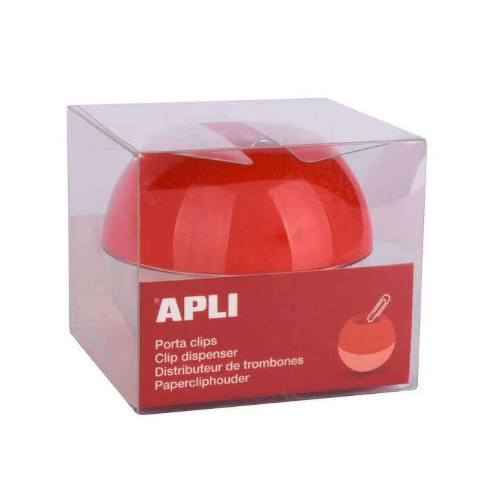 Apli Porta Clips Magnetico - Incluye 35 Clips Nº 1½ - Ahorra Espacio con Gran Capacidad (Ø 70x60 mm) - Facil Apertura para R