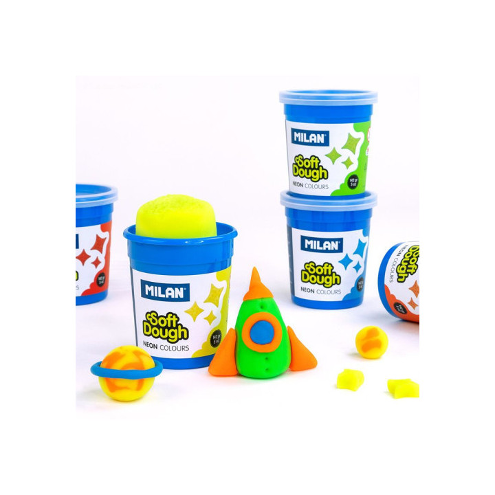 Caja 5 frascos 142gr neon soft dough nuevo milan 913505n