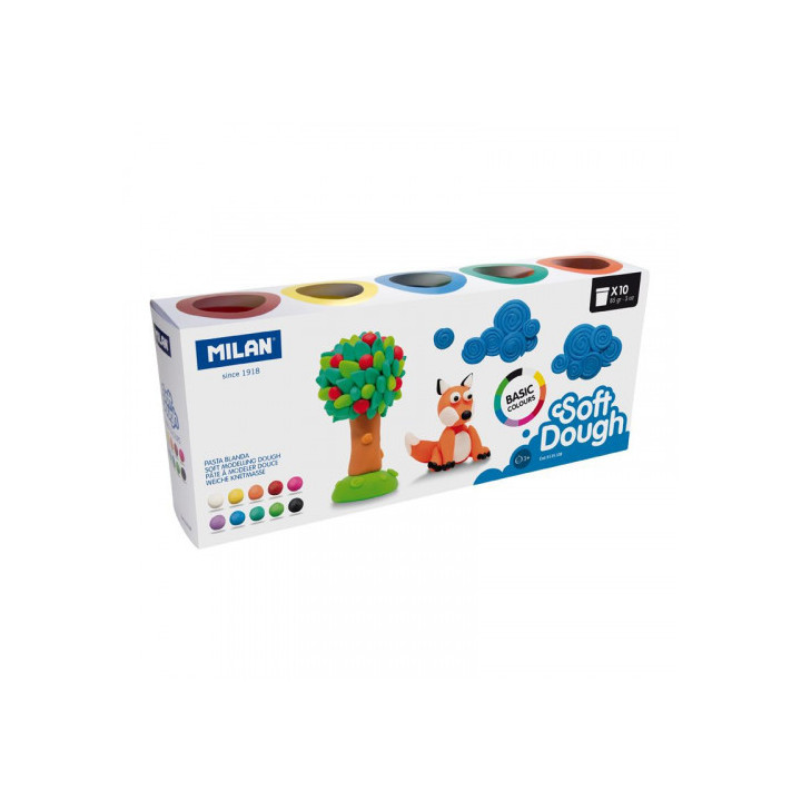 Caja 10 frascos 85gr básico soft dough nuevo milan 913510b