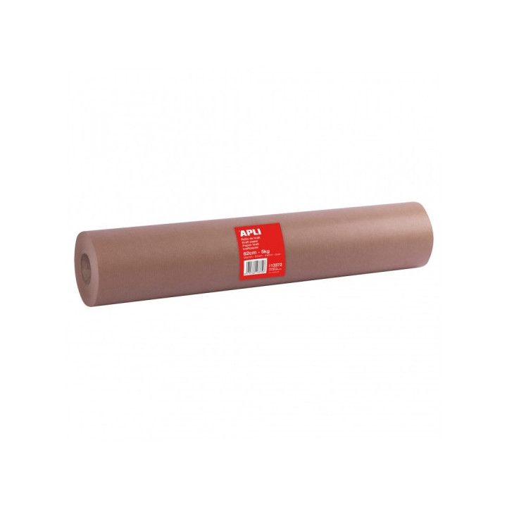 Apli Bobina de Papel Kraft - 80gr - Ideal para Dispensadores - Envoltorios - Uso en Fabricas y Almacenes - Color Marron
