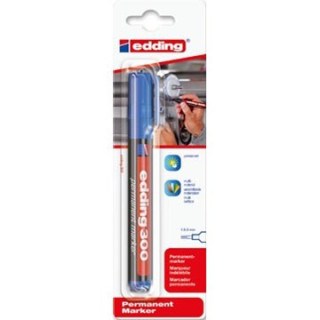 Blister marcador permanente con punta redonda. color: azul. edding e-300/1-03