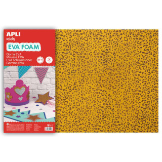 Apli Goma Eva Impresa Leopardo 600x400mm 3 Hojas - Material de Alta Calidad - Diseño de Leopardo Impreso - Tamaño Grande para