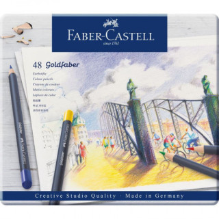 Estuche de metal con 48 lápices de colores goldfaber. faber castell 114748