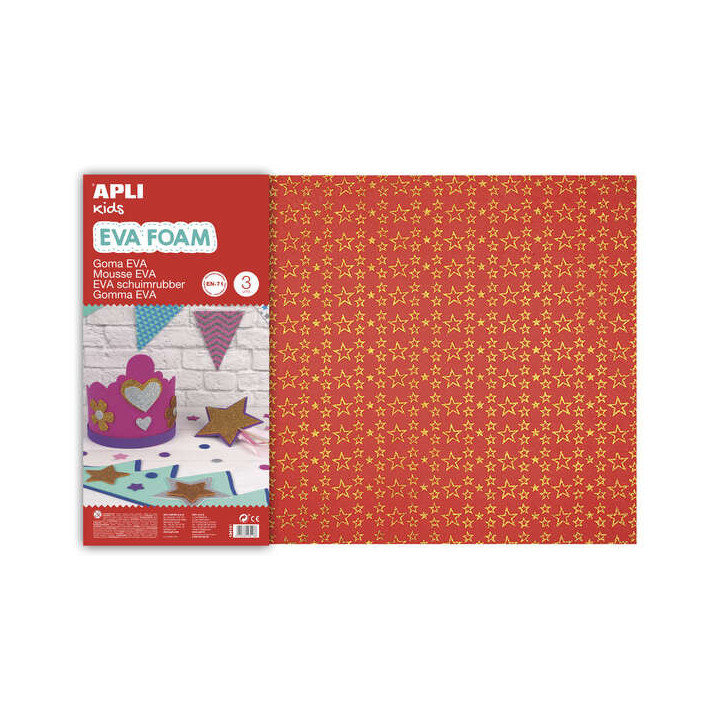 Apli Goma Eva Impresa Purpurina Estrellas 600x400 - 3 Hojas Brillantes y Resistentes