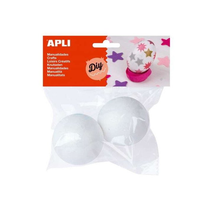 Apli Pack de 2 Bolas de Porexpan Ø 70 mm - Color Blanco