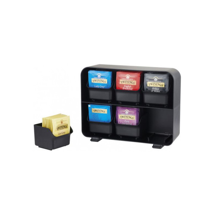 Organizador la hora del café 6 compartimentos infusiones y cápsulas 130x260x200 mm negro archivo 2000 cd906 ne