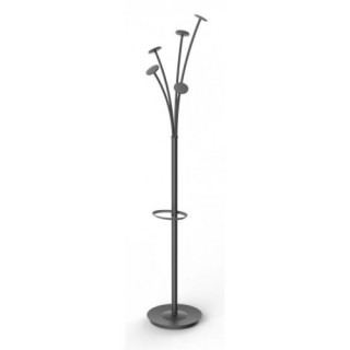 Perchero de pie con 5 ganchos grandes y soporte para paraguas 355x1870 mm negro alba alpmfest ne