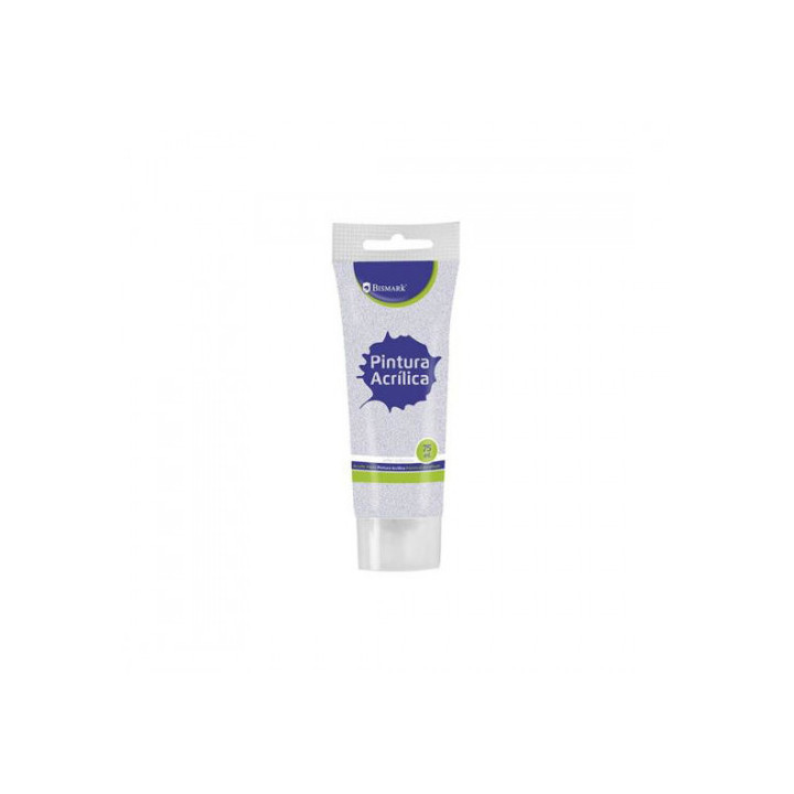 Bote pintura acrilica 75 ml plata con glitter bismark 328673