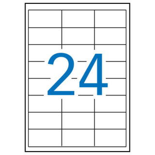 Apli Pack de 12.000 Etiquetas Rectangulares 64.6x33.8mm - 500 Hojas por 24 Etiquetas - Adhesivo Permanente - Cantos Rectos - Co