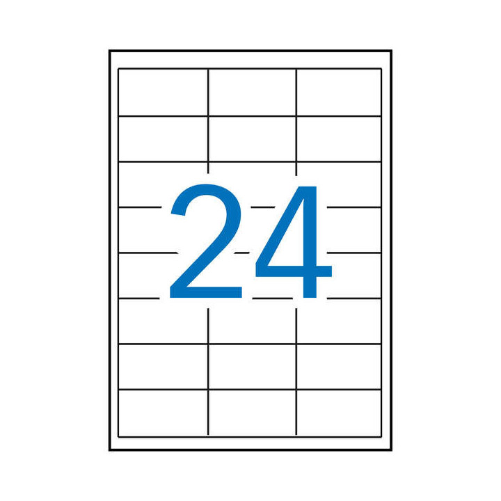 Apli Pack de 12.000 Etiquetas Rectangulares 64.6x33.8mm - 500 Hojas por 24 Etiquetas - Adhesivo Permanente - Cantos Rectos - Co