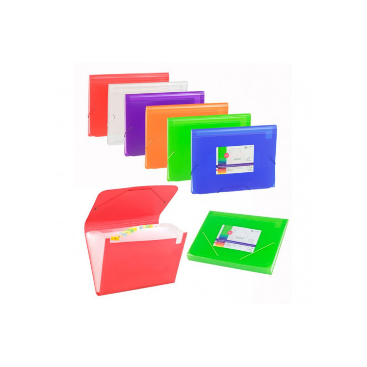 Acordeon polipropileno traslucido folio 13 departamentos goma naranja carchivo 1913kf52