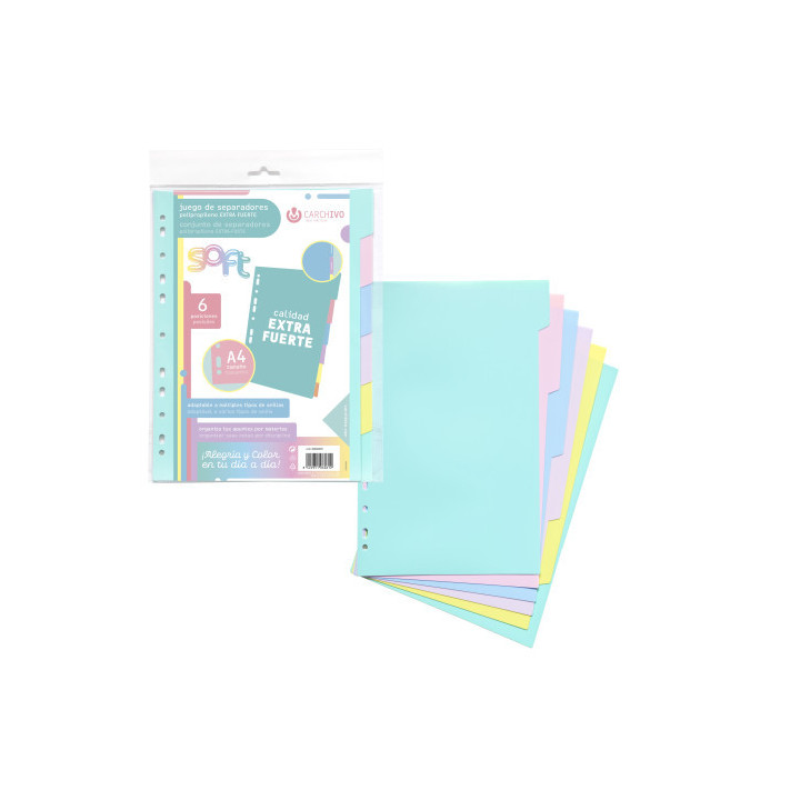 Juego separadores polipropileno pastel extra fuerte 6 posiciones carchivo 49060699