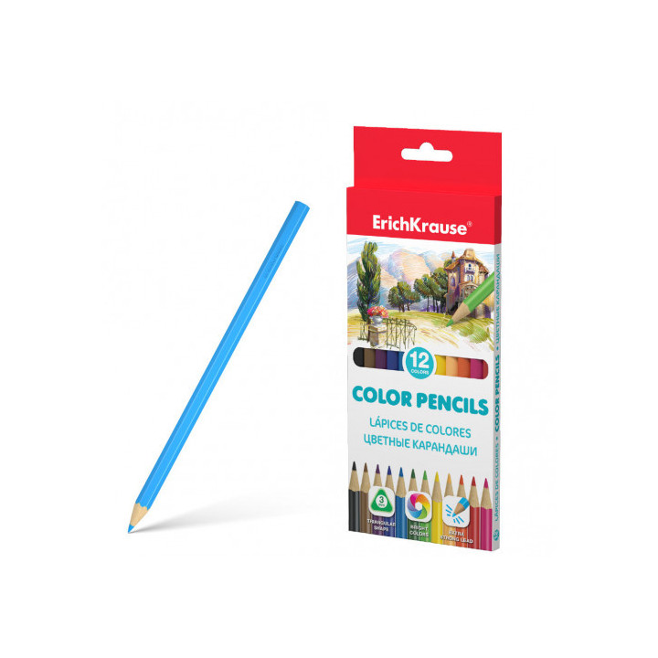 Caja lápices de colores triangular 12 colores erich krause 49886