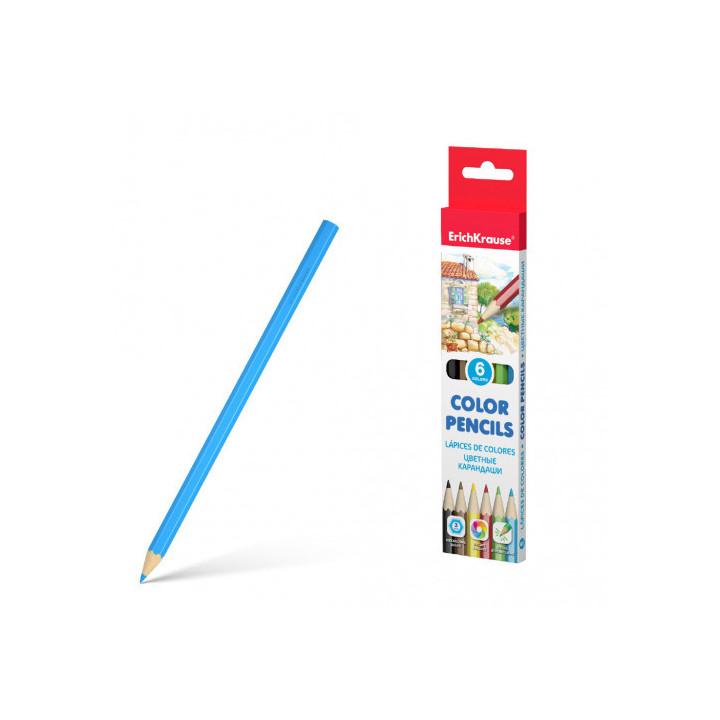 Caja lápices de colores hexagonal 6 colores erich krause 49881