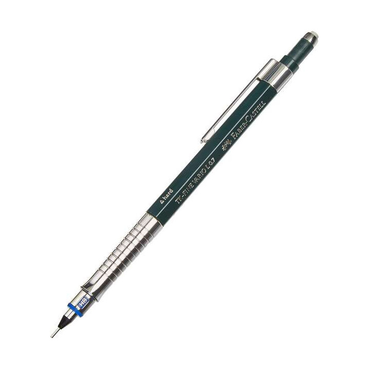 Faber-Castell TK-Fine Vario L Portaminas HB 0.7mm - Con Goma de Borrar - Clip de Metal - Color Verde