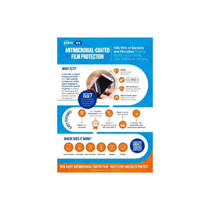 Caja de 10 hojas (68 etiquetas x hoja) adhesivas antibacterianas y antimicrobianas poliéster transparente cuadradas mixtas, ...