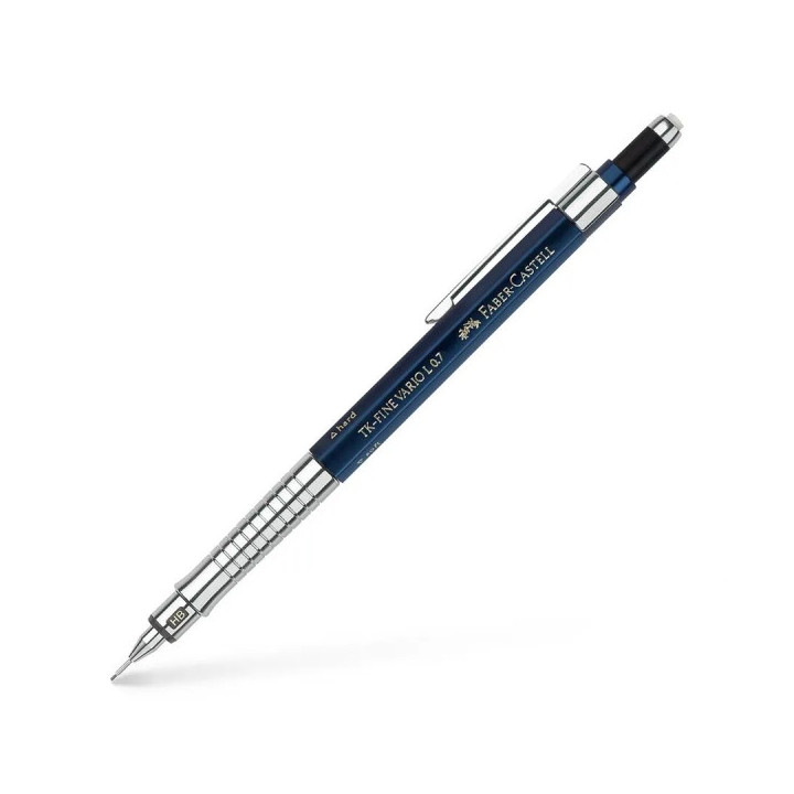 Faber-Castell TK-Fine Vario L Portaminas HB 0.7mm - Con Goma de Borrar - Clip de Metal - Color Azul