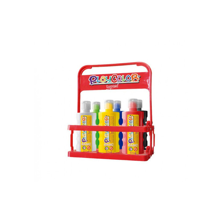 Tempera liquid para 6 botellas de 500ml. basket 6 colores playcolor 19471