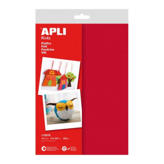 Apli Pack de 10 Hojas de Fieltro A4 - 40% Lana Natural - Grosor 250gr - Resistente y Suave - Facil de Marcar