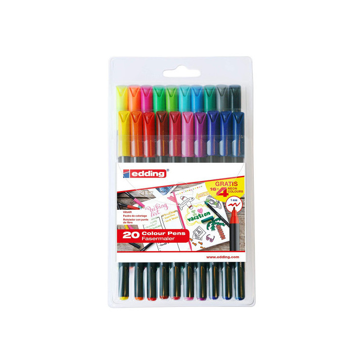 Pack con 16 rotuladores estándar + 4 rotuladores pastel s/c 1200 eding e1200-20-bts