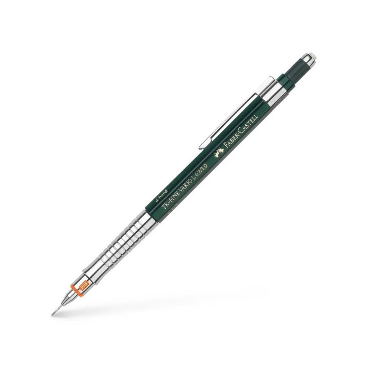 Faber-Castell TK-Fine Vario L Portaminas HB 1mm - Con Goma de Borrar - Clip de Metal - Color Verde