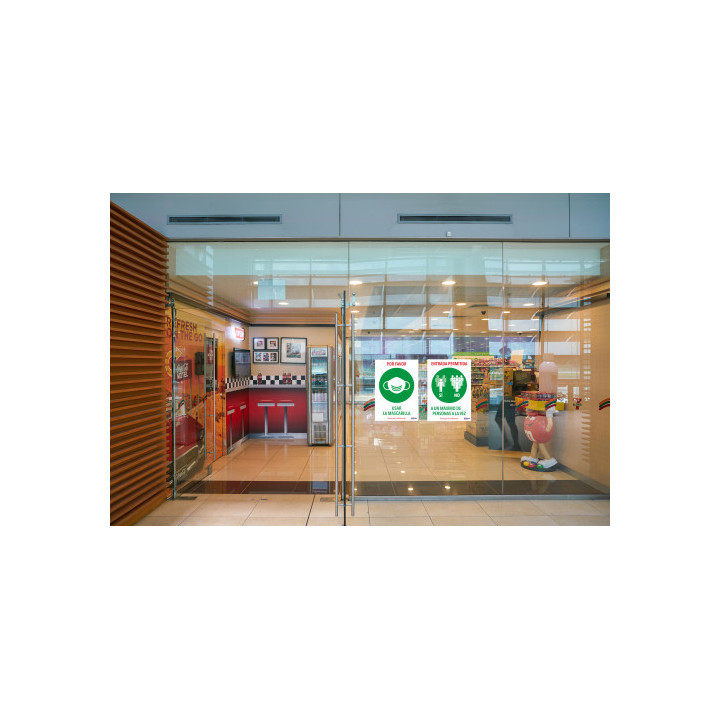 Señales adhesivos preimpreso  "entrada permitida" sobre de 2 hojas en a4 avery av_kitcovid6_es