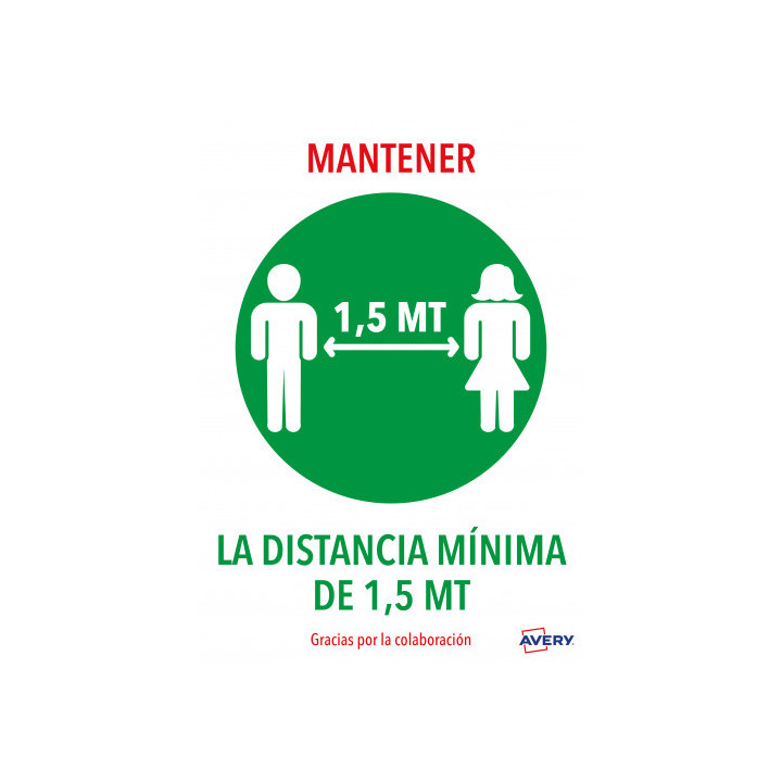 Señales adhesivos preimpreso  "mantener disntacia minima de 1