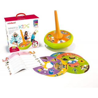 Juego didactico mindfulnes con peonza gigante y guia de ejercicios miniland 31898