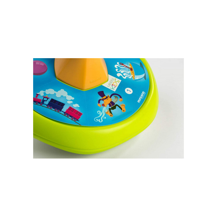 Juego didactico mindfulnes con peonza gigante y guia de ejercicios miniland 31898