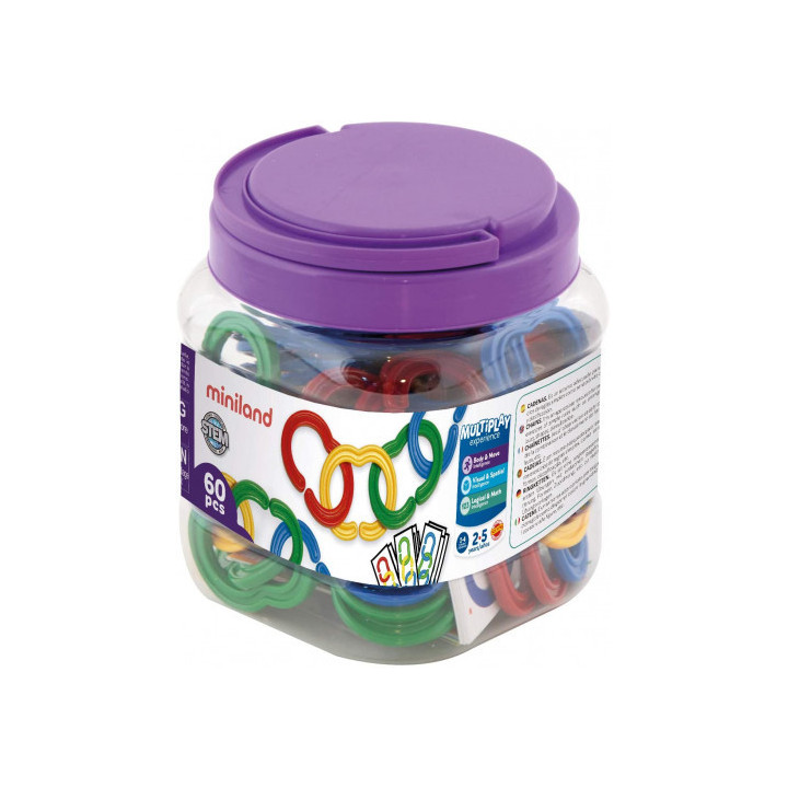 Juego cadena plastico seriacion y clasificacion 60 unidades miniland 31711