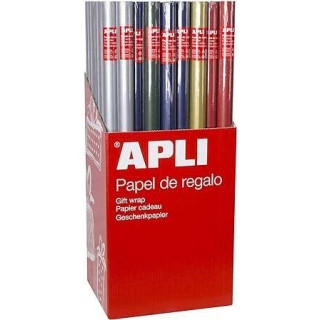 Apli Expositor de 55 Rollos de Papel Regalo Kraft - 11 Rollos por Color - Medidas del Rollo 0.70x2m - Colores Azul Oscuro