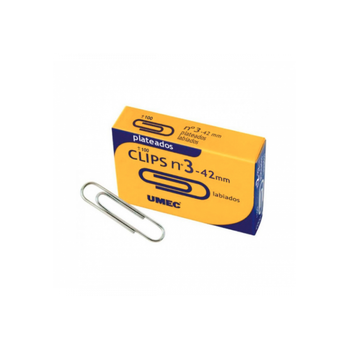 Caja 100 clip plateado 42mm u200800 umec