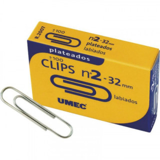 Caja 100 clip niquelado 32 mm u200304 umec