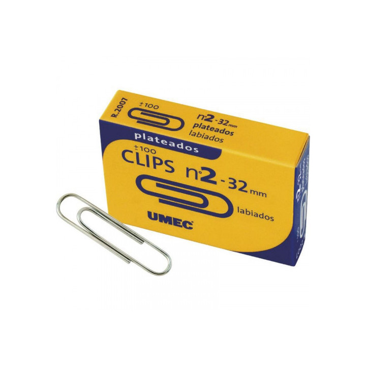 Caja 100 clip niquelado 32 mm u200304 umec