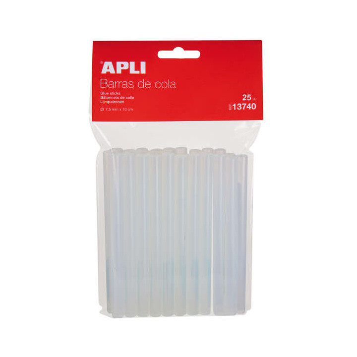 Apli Pack de 25 Barras Termofusibles Ø7.5mmx10cm - Precision y Limpieza en tus Trabajos - No Gotea - Compatible con Pistolas ?