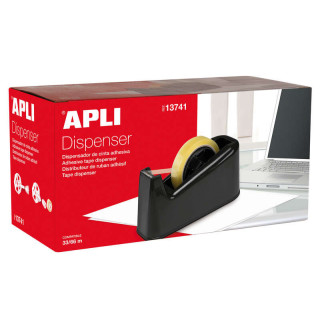 Apli Trade Portarrollos para Cinta Adhesiva de 33 y 66 Metros - Cuchilla Dentada - Base de Goma Antideslizante - Color Negro
