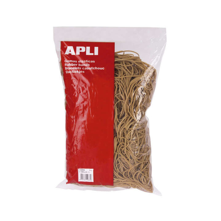 Apli Gomas Elasticas Ø 60 x 2mm - 1kg de Contenido - Gran Elasticidad y Resistencia - 70% de Caucho Natural